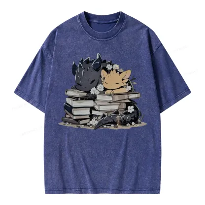 Pagewings Dargon And Book Unisex Washed T-shirt