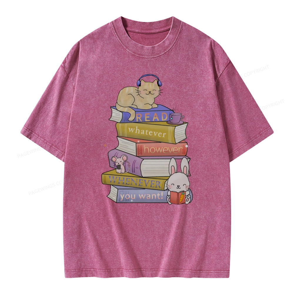 Pagewings Read Whatever However Whenever You Want Unisex Washed T-shirt