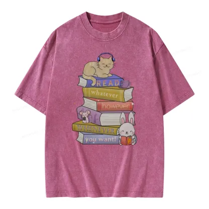 Pagewings Read Whatever However Whenever You Want Unisex Washed T-shirt