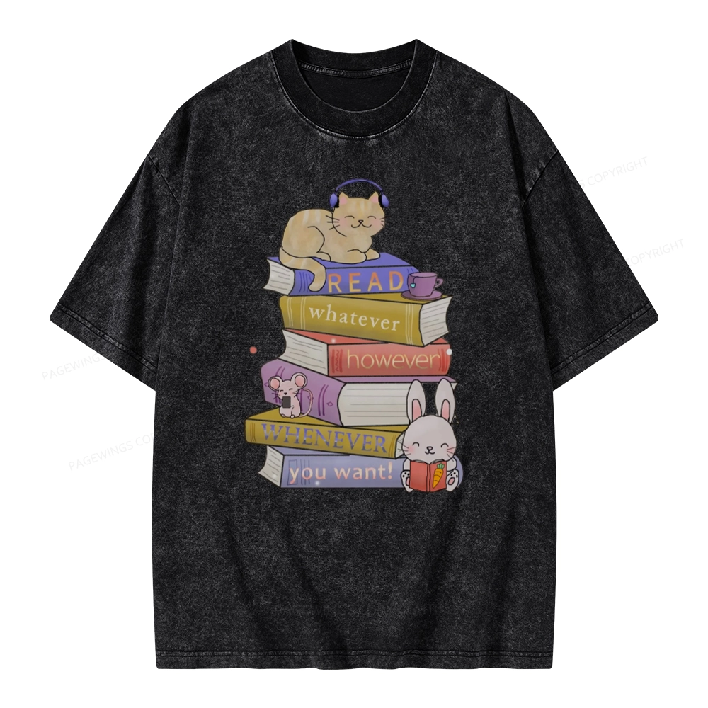 Pagewings Read Whatever However Whenever You Want Unisex Washed T-shirt