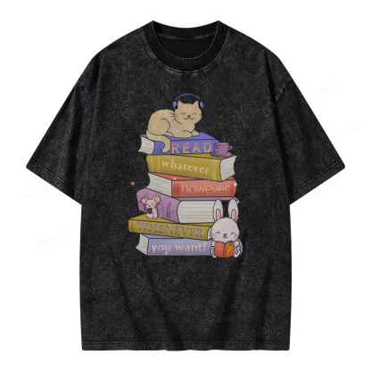 Pagewings Read Whatever However Whenever You Want Unisex Washed T-shirt