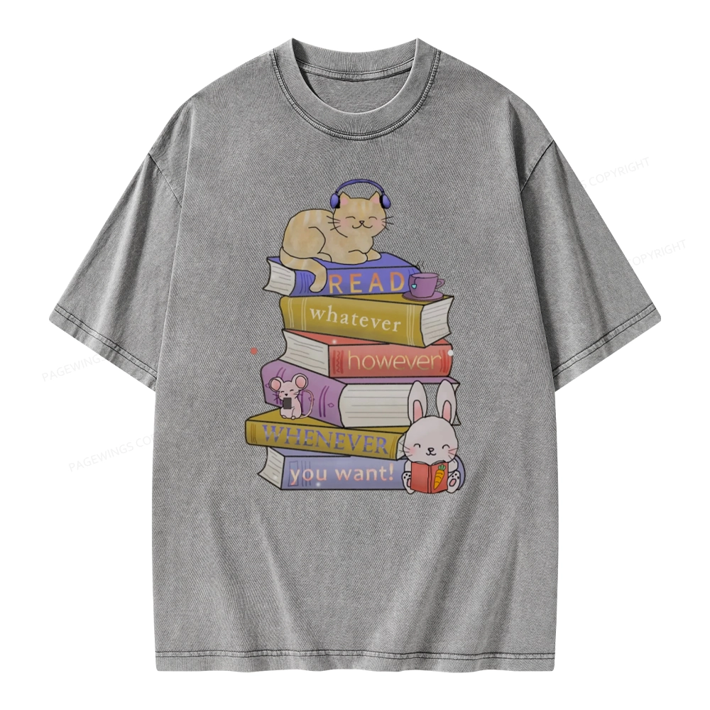 Pagewings Read Whatever However Whenever You Want Unisex Washed T-shirt