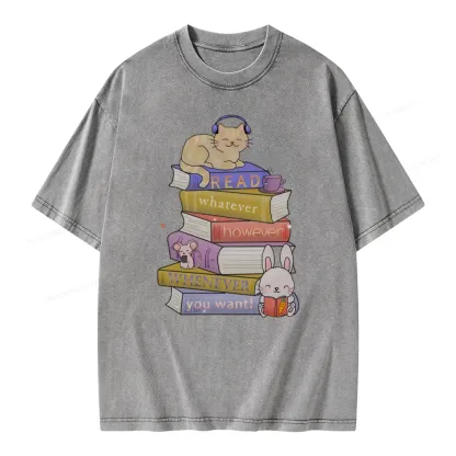 Pagewings Read Whatever However Whenever You Want Unisex Washed T-shirt