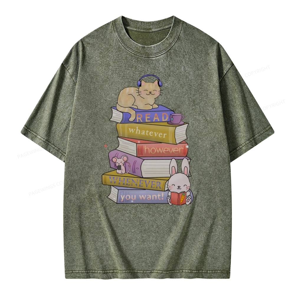Pagewings Read Whatever However Whenever You Want Unisex Washed T-shirt