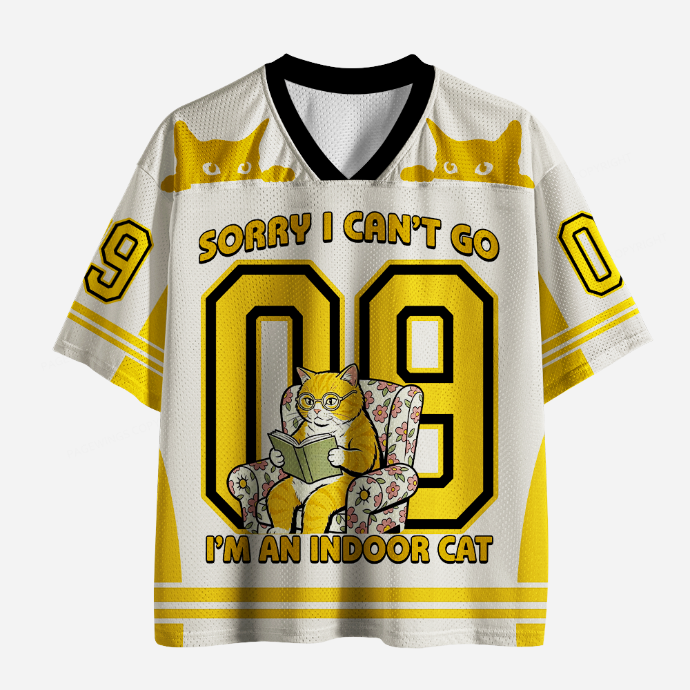 Pagewings Sorry I Can't Go I'm An Indoor Cat Unisex Mesh Jersey