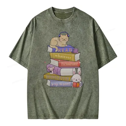 Pagewings Read Whatever However Whenever You Want Unisex Washed T-shirt
