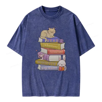 Pagewings Read Whatever However Whenever You Want Unisex Washed T-shirt