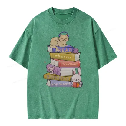 Pagewings Read Whatever However Whenever You Want Unisex Washed T-shirt