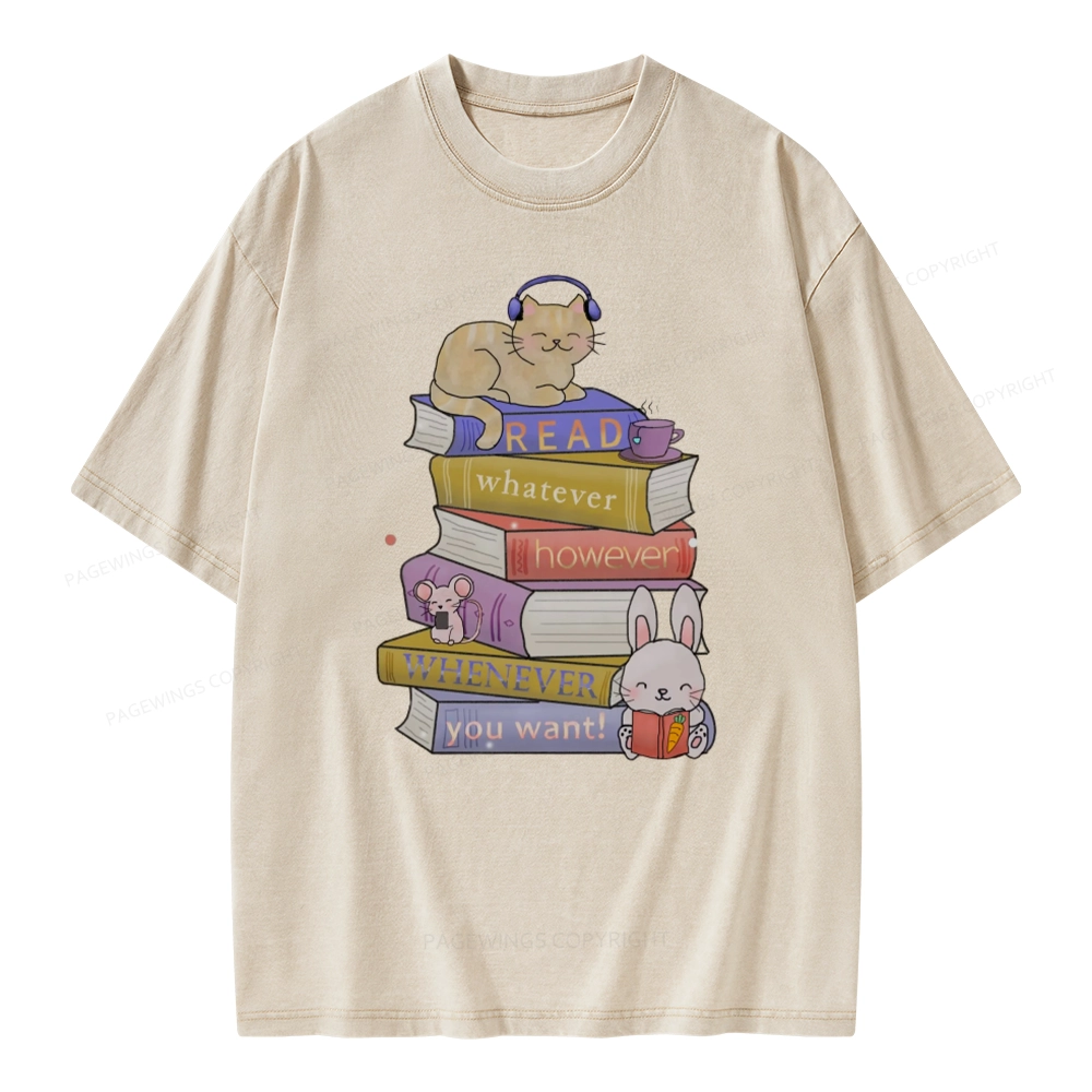 Pagewings Read Whatever However Whenever You Want Unisex Washed T-shirt
