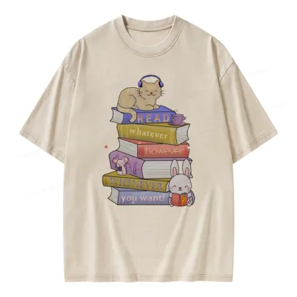 Pagewings Read Whatever However Whenever You Want Unisex Washed T-shirt