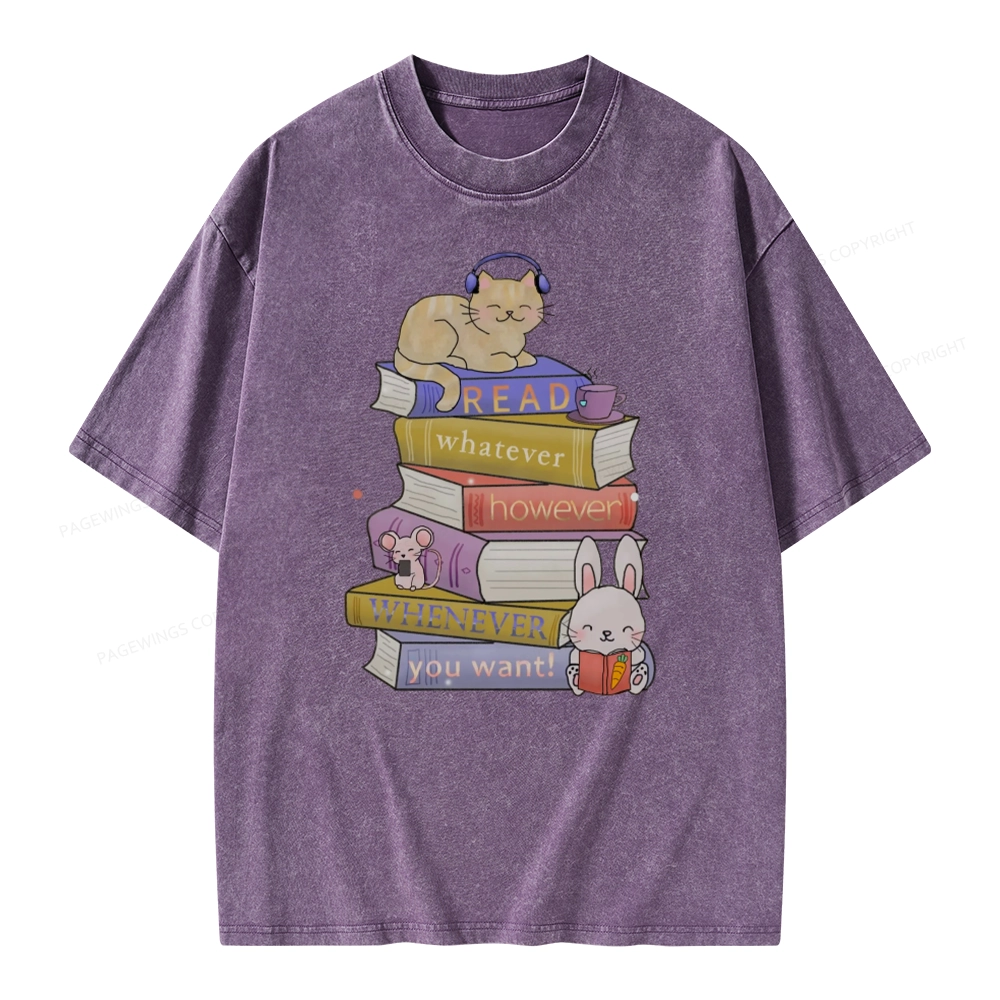 Pagewings Read Whatever However Whenever You Want Unisex Washed T-shirt