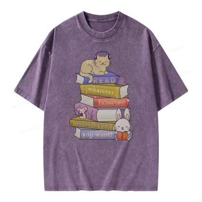 Pagewings Read Whatever However Whenever You Want Unisex Washed T-shirt