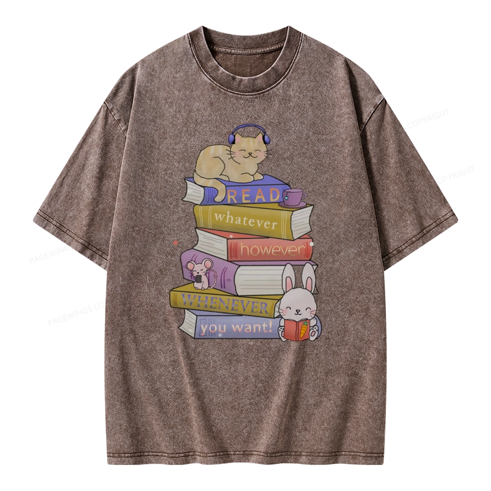 Pagewings Read Whatever However Whenever You Want Unisex Washed T-shirt