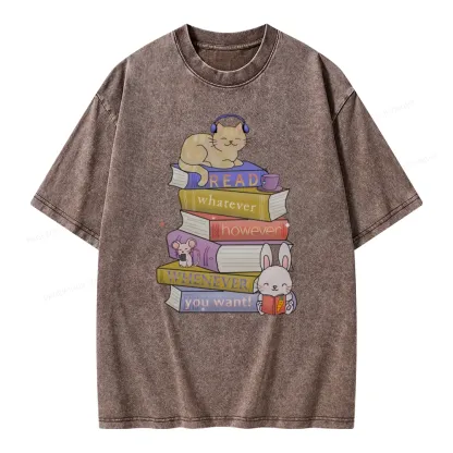 Pagewings Read Whatever However Whenever You Want Unisex Washed T-shirt
