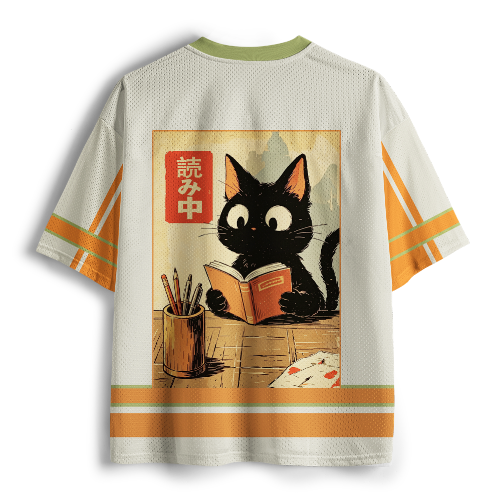 Pagewings Reading Cat Unisex Mesh Jersey