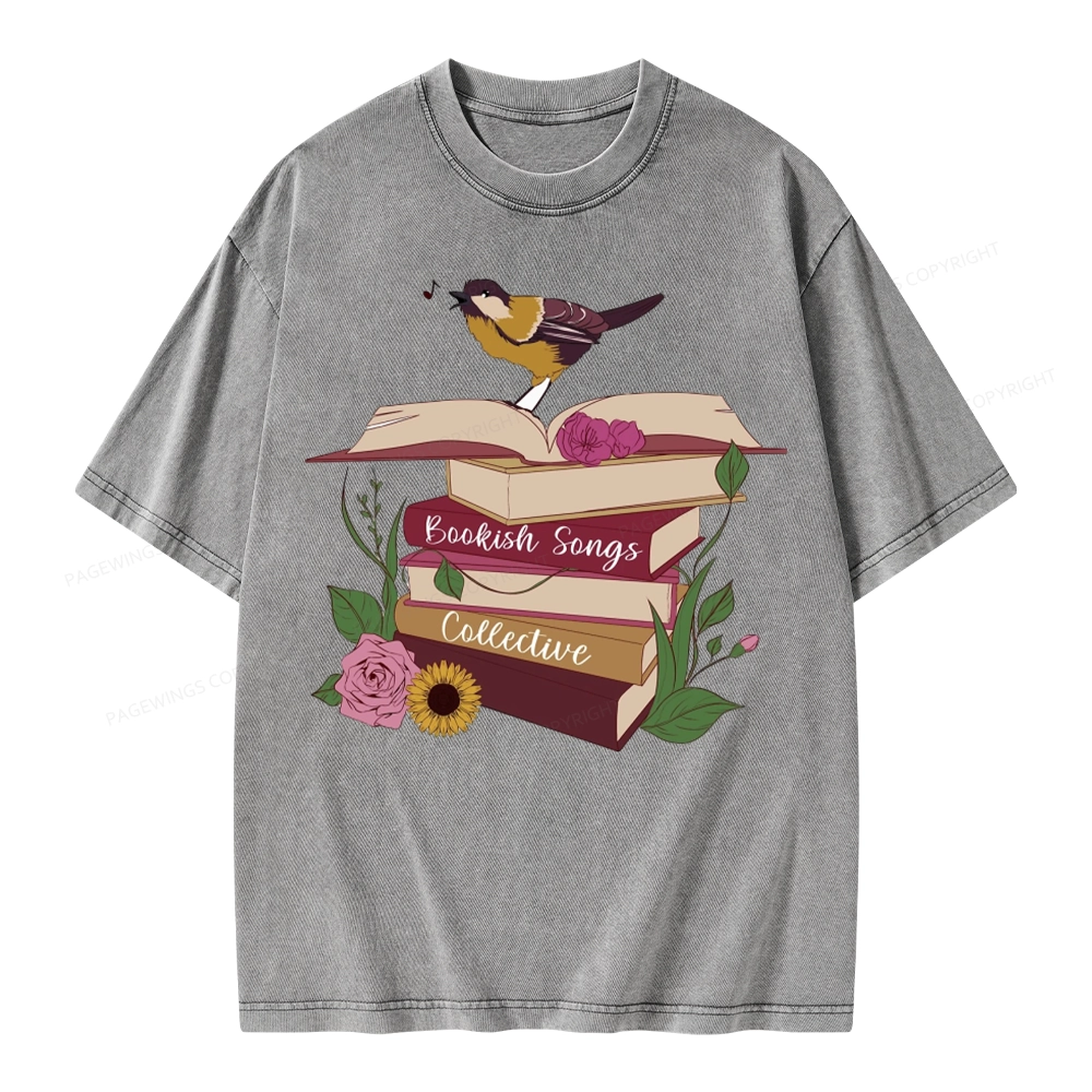 Pagewings Bookish Songbird Unisex Washed T-shirt
