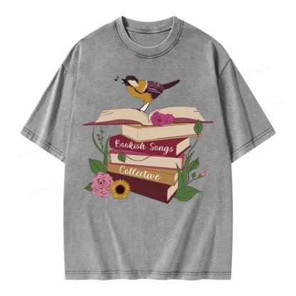 Pagewings Bookish Songbird Unisex Washed T-shirt