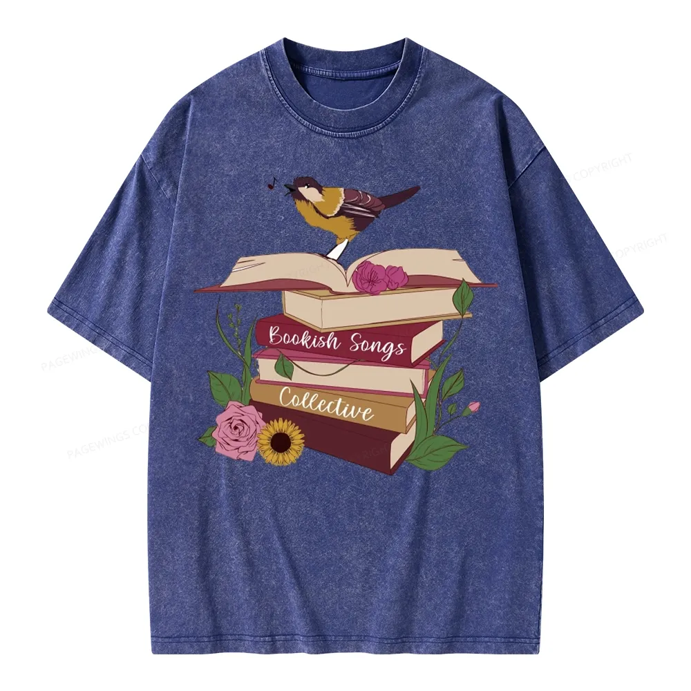 Pagewings Bookish Songbird Unisex Washed T-shirt