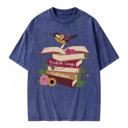 Pagewings Bookish Songbird Unisex Washed T-shirt
