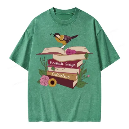 Pagewings Bookish Songbird Unisex Washed T-shirt