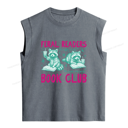 Pagewings Feral Readers Book Club Women's Washed Tank Top