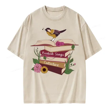 Pagewings Bookish Songbird Unisex Washed T-shirt