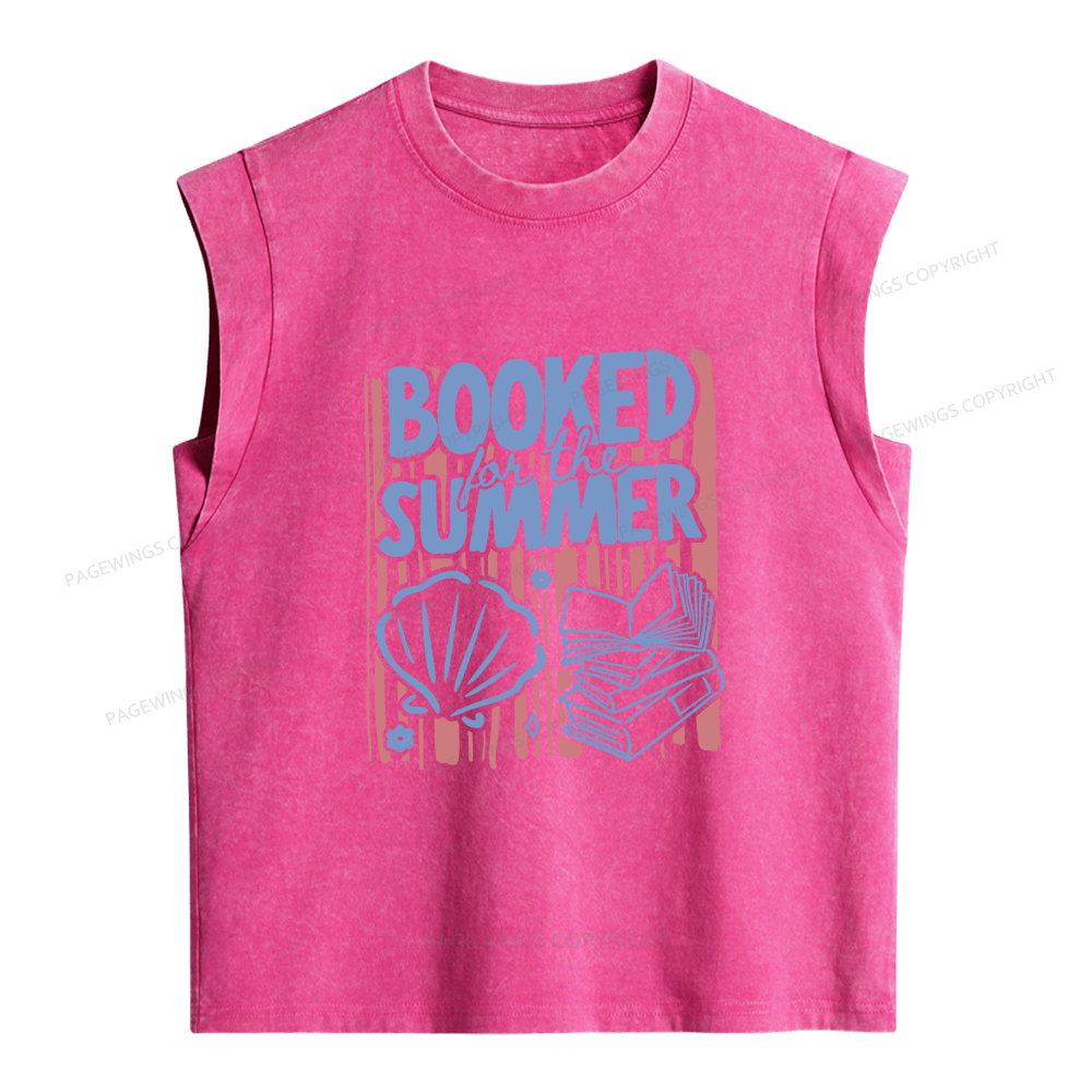 Pagewings Booked for the Summer Women's Washed Tank Top