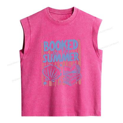 Pagewings Booked for the Summer Women's Washed Tank Top