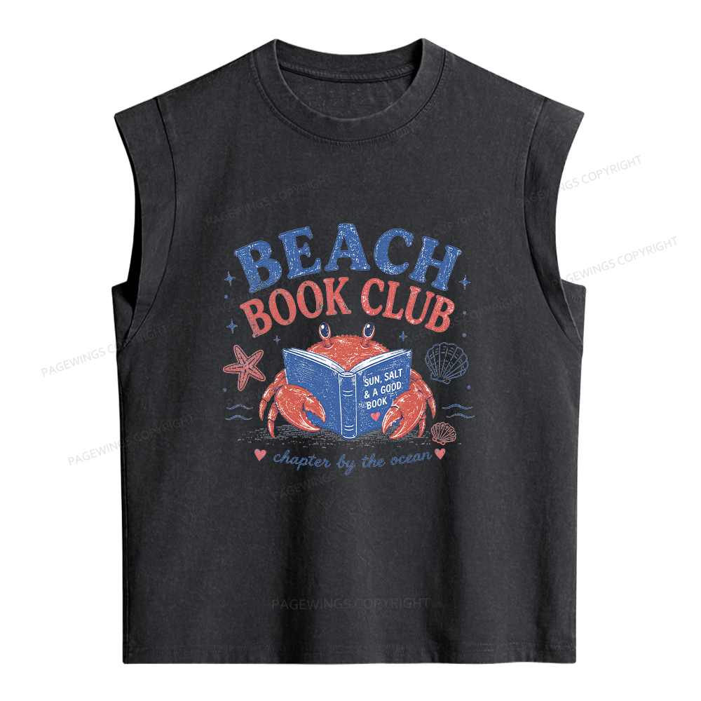 Pagewings Beach Book Club Women's Washed Tank Top