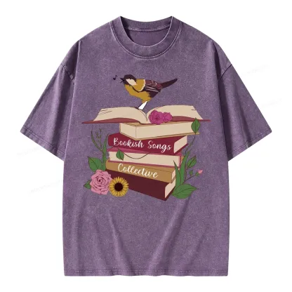 Pagewings Bookish Songbird Unisex Washed T-shirt