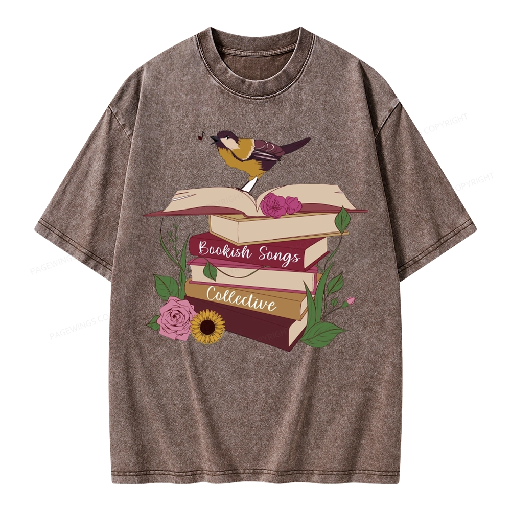 Pagewings Bookish Songbird Unisex Washed T-shirt