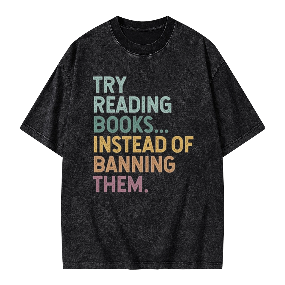 Pagewings Try Reading Books Unisex Washed T-shirt