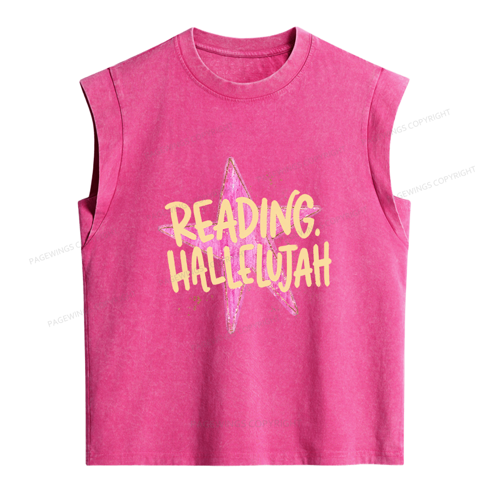 Pagewings Reading Hallelujah Women's Washed Tank Top
