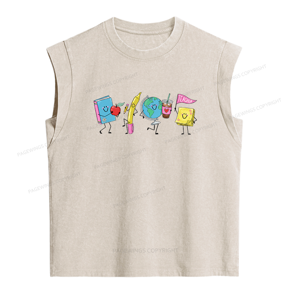 Pagewings Back to School Women's Washed Tank Top