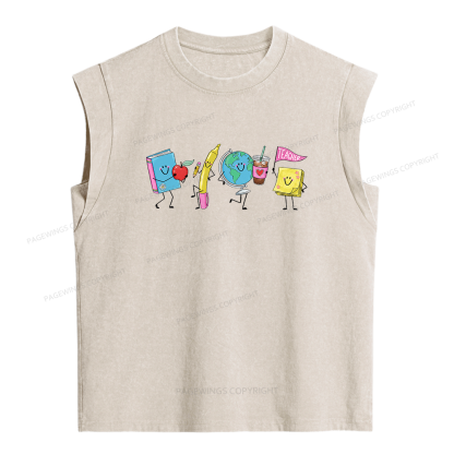 Pagewings Back to School Women's Washed Tank Top