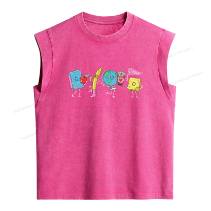 Pagewings Back to School Women's Washed Tank Top
