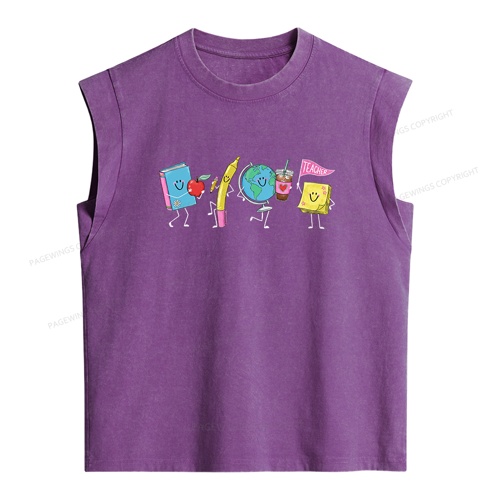 Pagewings Back to School Women's Washed Tank Top