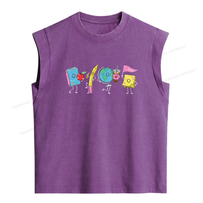 Pagewings Back to School Women's Washed Tank Top