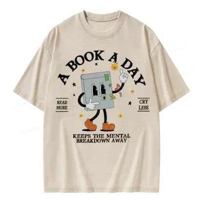 Pagewings  A Book A Day Keep The Mental Breakdown Away Unisex Washed T-shirt