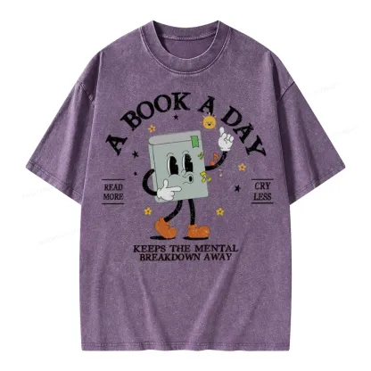Pagewings  A Book A Day Keep The Mental Breakdown Away Unisex Washed T-shirt