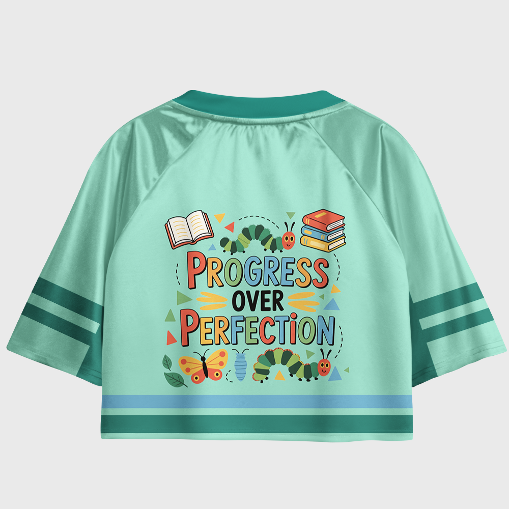 Pagewings Progress Over Perfection Women's Cropped Jersey