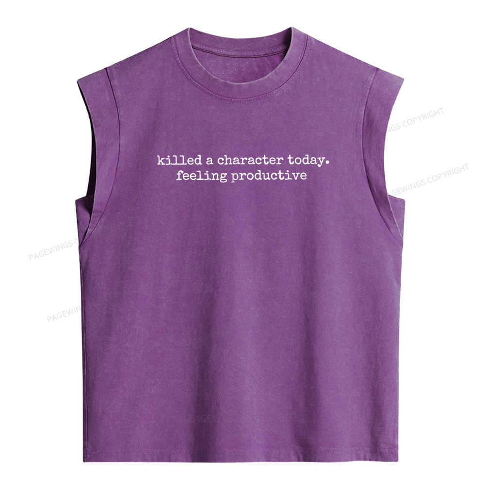 Pagewings Killed A Character Today Women's Washed Tank Top