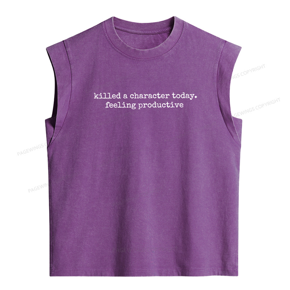Pagewings Killed A Character Today Women's Washed Tank Top