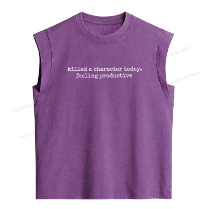 Pagewings Killed A Character Today Women's Washed Tank Top
