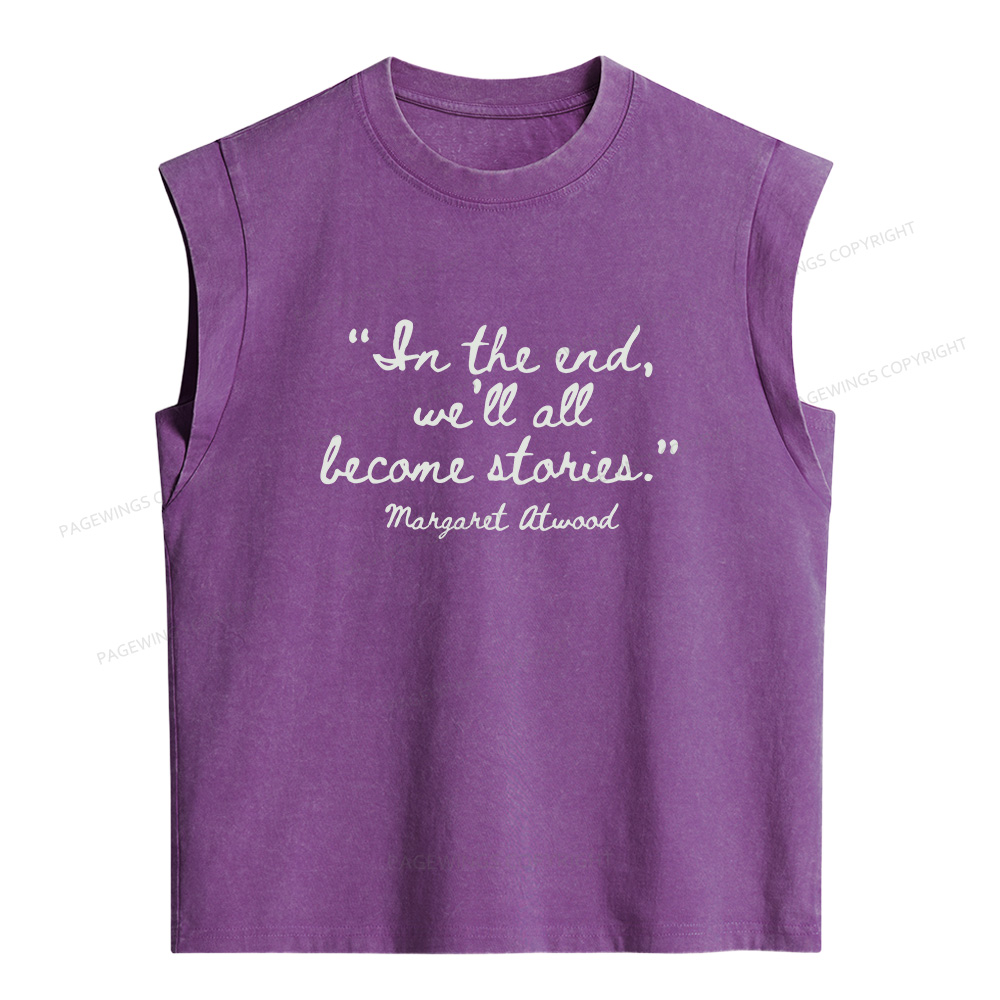 Pagewings We'll All Become Stories Women's Washed Tank Top