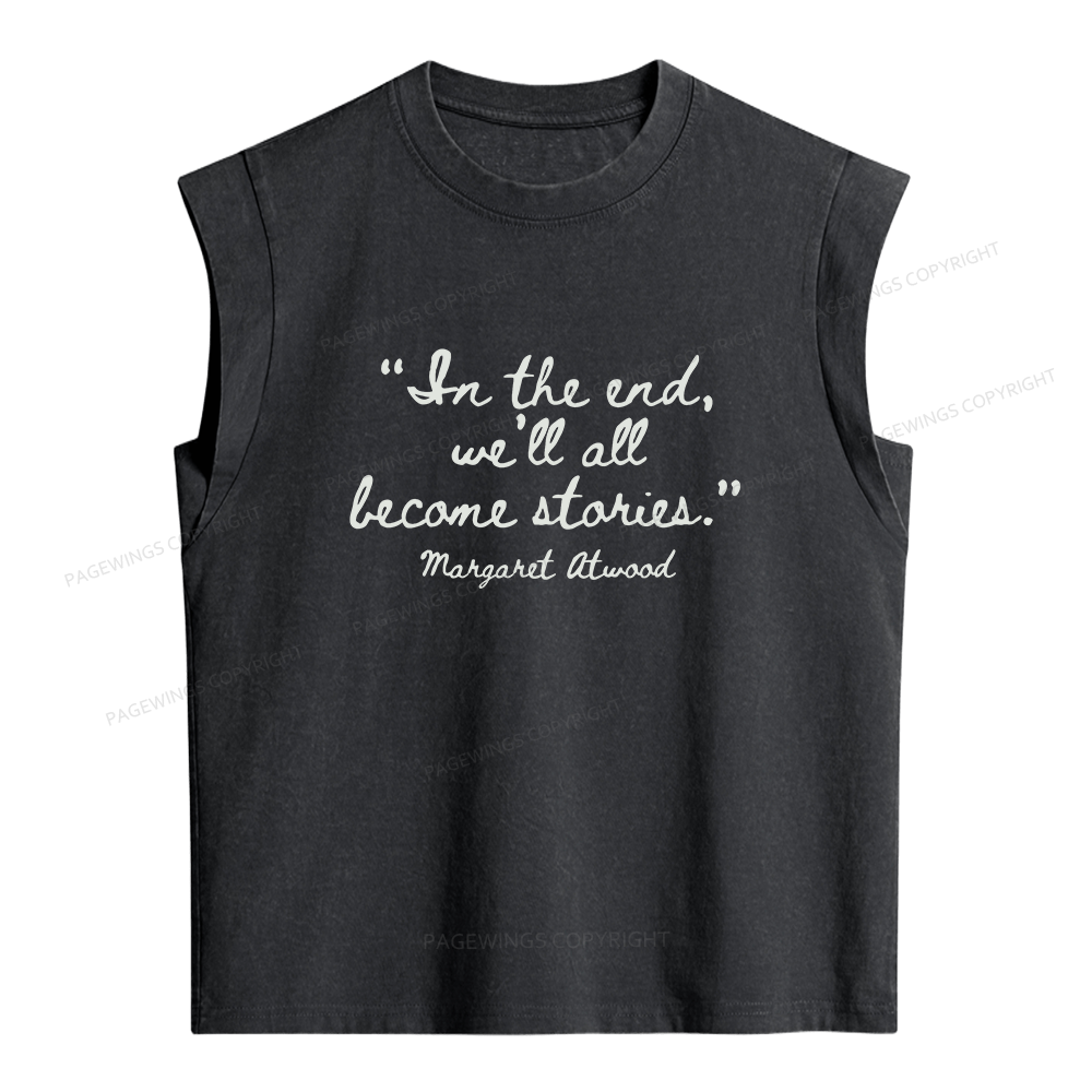 Pagewings We'll All Become Stories Women's Washed Tank Top