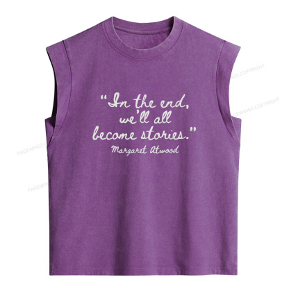 Pagewings We'll All Become Stories Women's Washed Tank Top