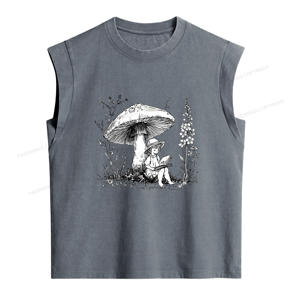 Pagewings Woodland Girl Reading Women's Washed Tank Top