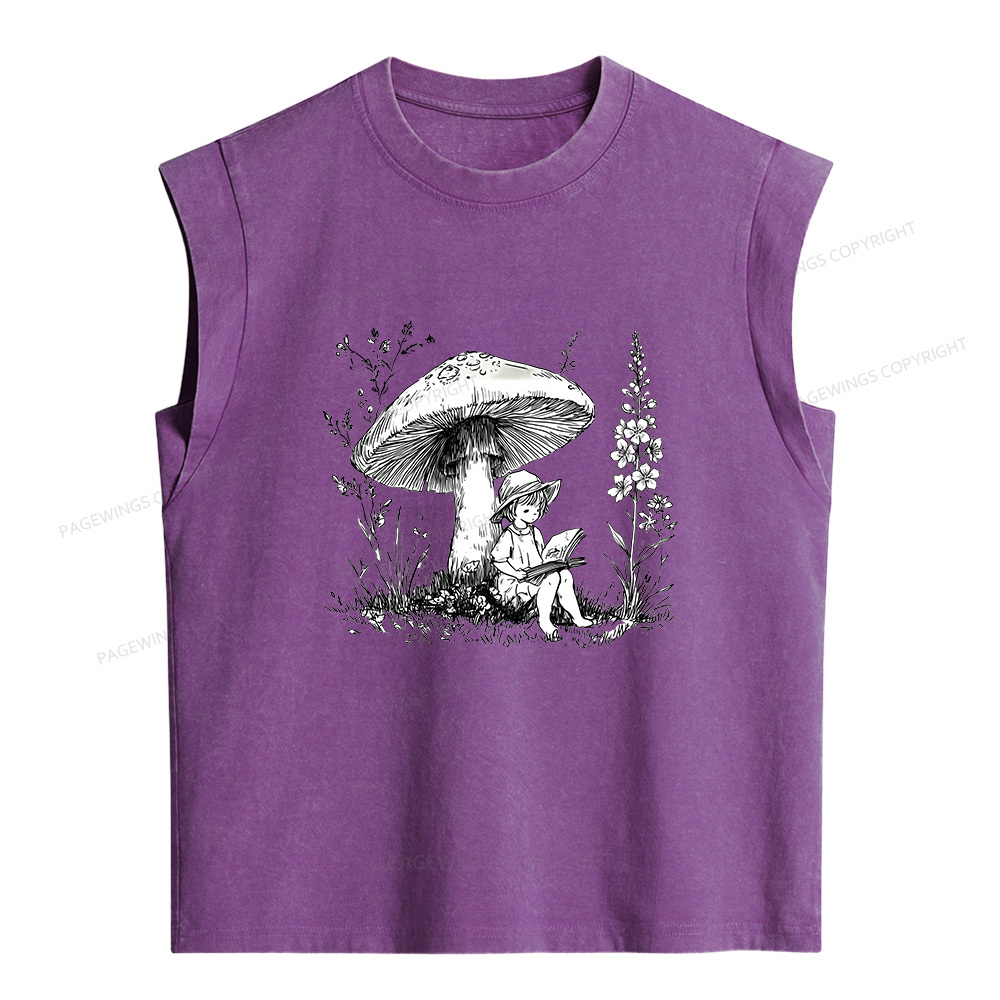 Pagewings Woodland Girl Reading Women's Washed Tank Top