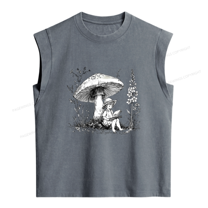 Pagewings Woodland Girl Reading Women's Washed Tank Top